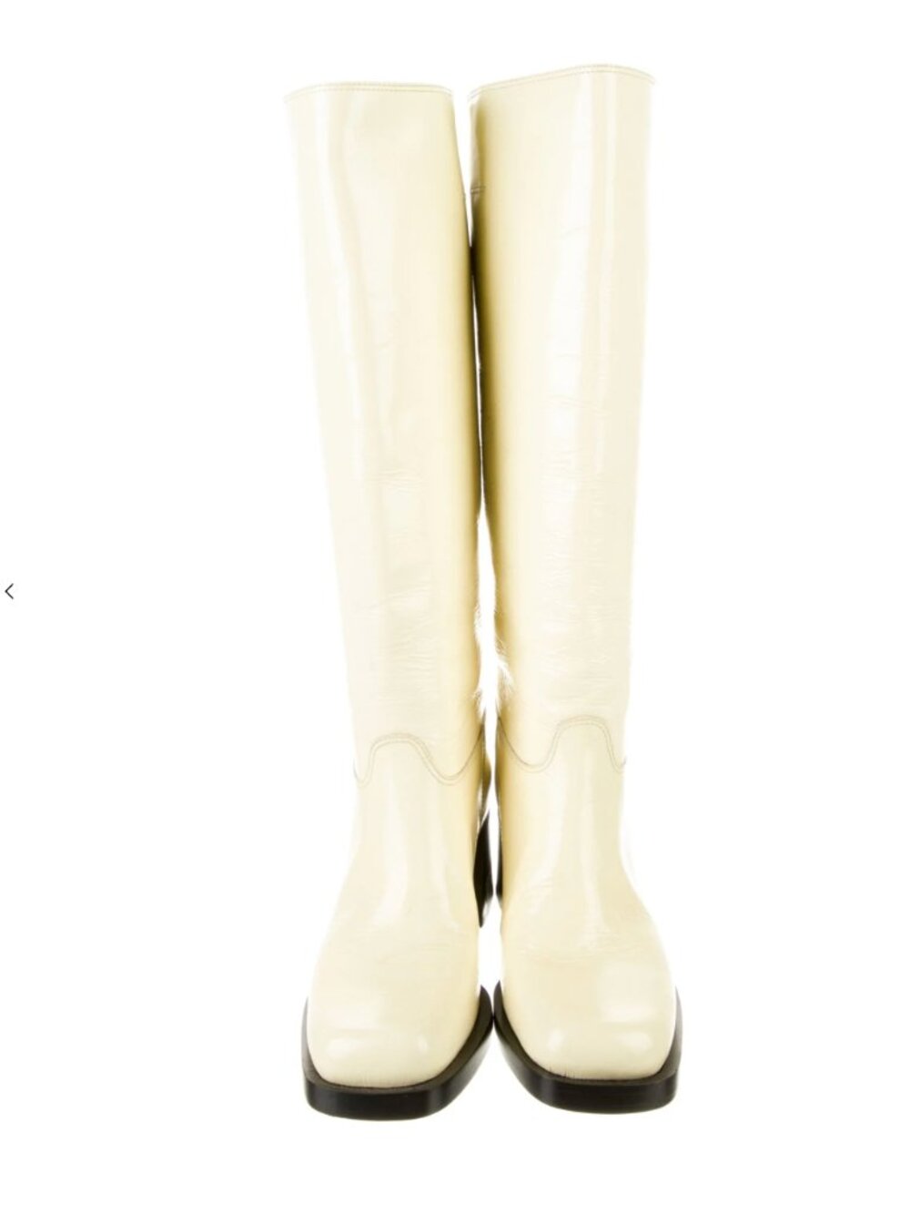 Labucq Cream/White Patent Leather Riding Boots Square Toe Size 8 - Picture 3 of 4